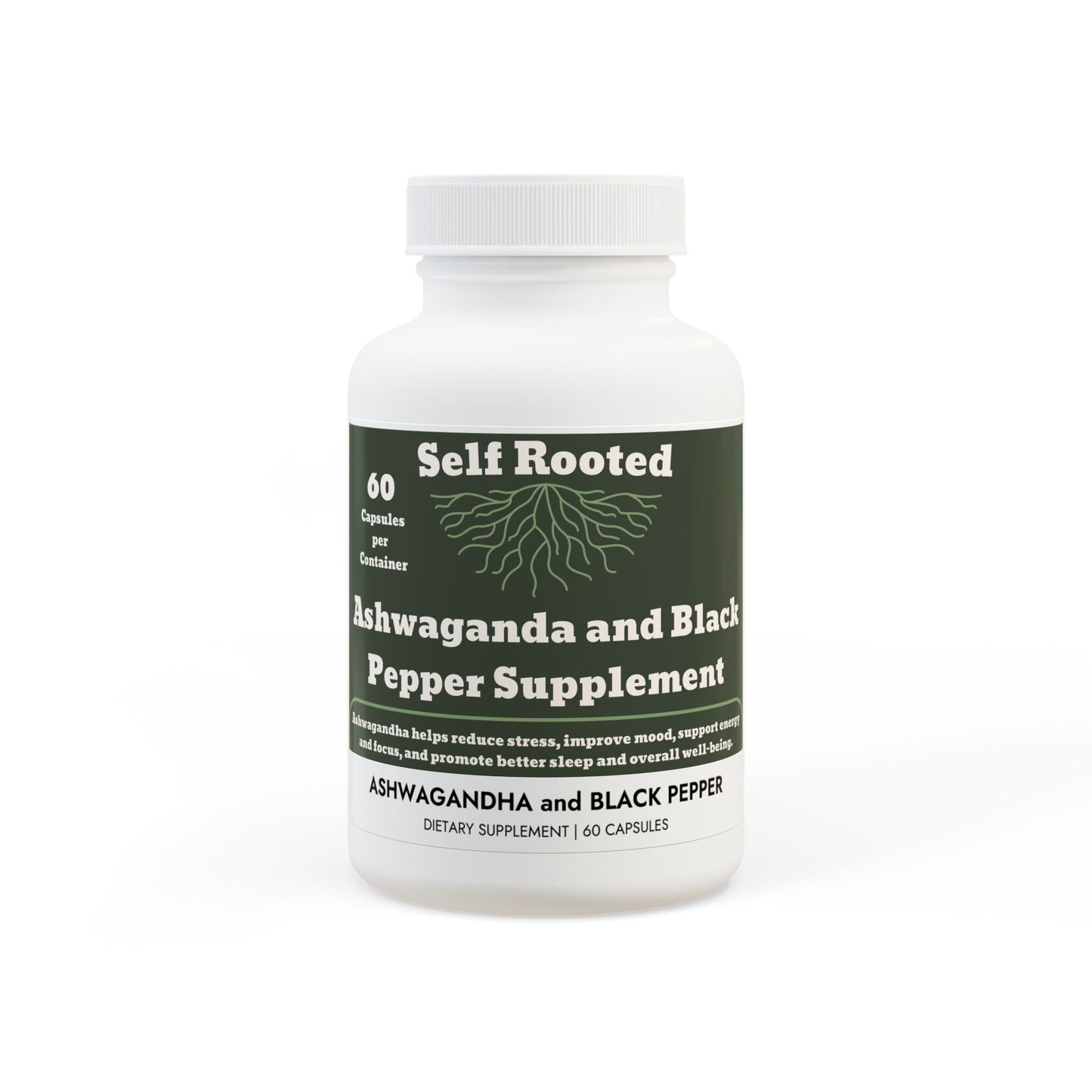 Ashwagandha and Black Pepper Supplement (60 capsules)