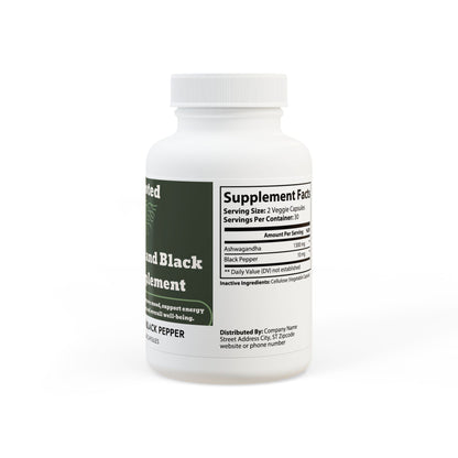 Ashwagandha and Black Pepper Supplement (60 capsules)