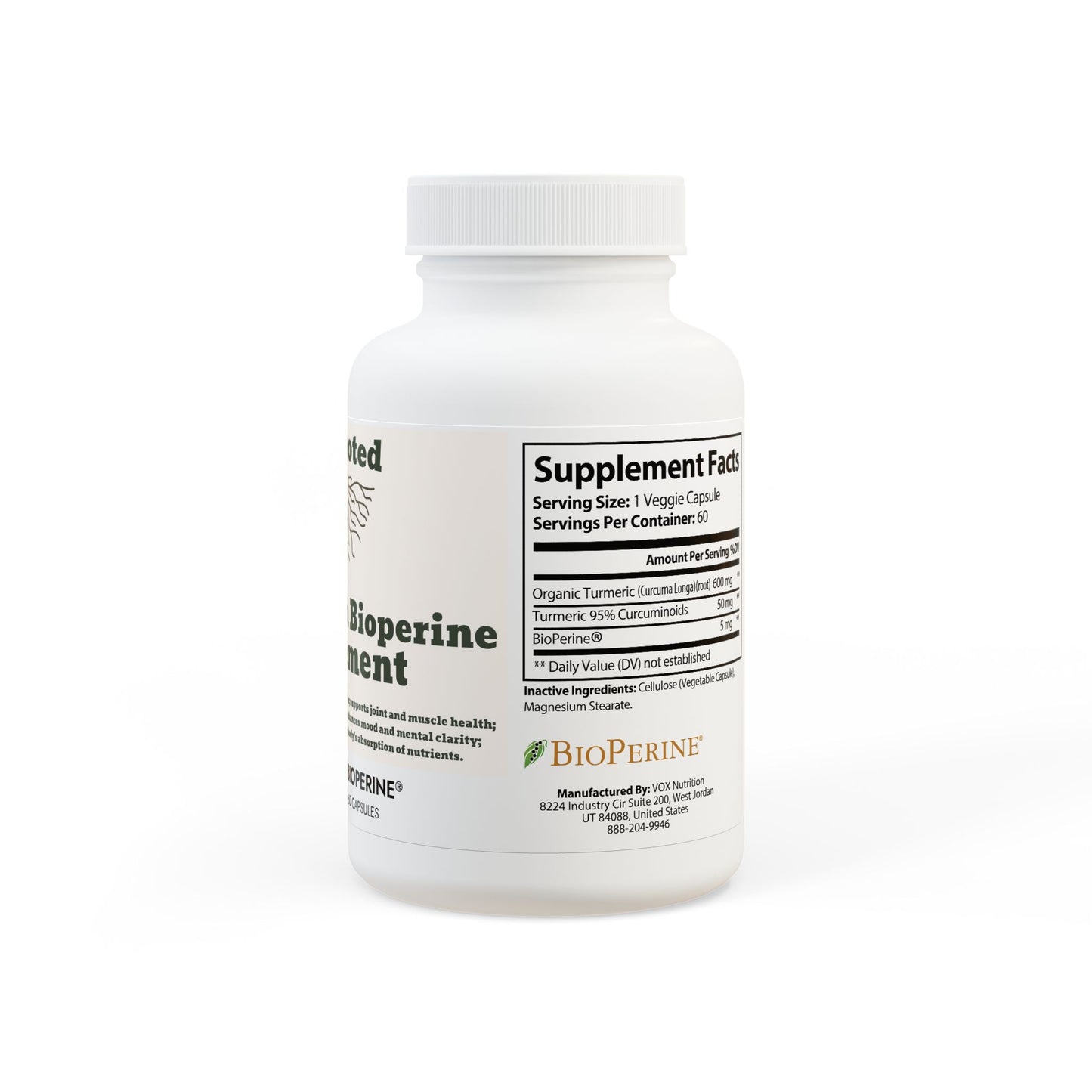 Turmeric with BioPerine® (Black Pepper Fruit Extract) Supplement (60 Capsules)